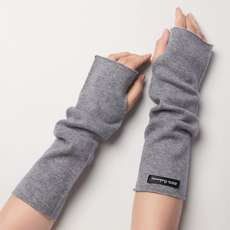 AUTUMN AND WINTER NEW CASHMERE WOMENS LONG SLEEVE GLOVES SLEEVE PROTECTOR WRIST GUARD EXTENDED WRIST GUARD HALF SLEEVE