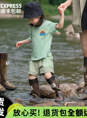 宝宝日系女雨靴复古潮流水靴野鸟协会防水高筒儿童男休闲防滑雨鞋