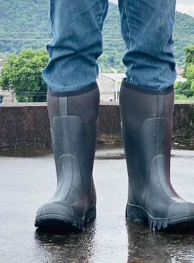 外贸尾货男鞋雨靴防水鞋户外鞋防滑耐磨男士中筒斜口牛博朗雨鞋潮