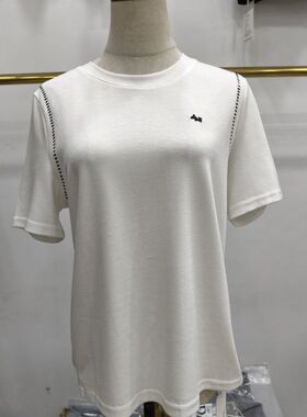 洋阳8823简约风圆领短袖T恤女白色刺绣百搭减龄上衣2026夏新款