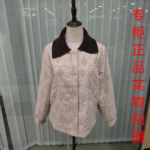 赞松怡人8808复古风菱形格短外套女翻领夹克显瘦减龄时尚上衣