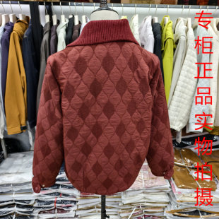 夹克上衣 减龄妈妈装 珂雯妍26A 07复古拼接翻领菱形格短外套女时尚