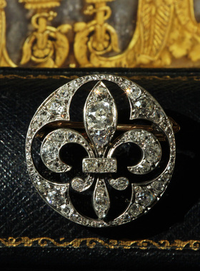 美灵菲古董珠宝 鸢尾花钻石胸针和吊坠fluer De Lis 法国王室纹章