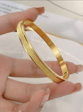 满天星卡扣手镯女2025小众镀18k金精致素圈镯子高级感开口镯
