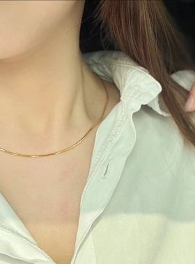 蛇骨形状素链气质时尚百搭金色素款简约