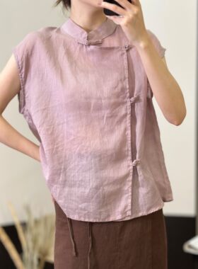 宽松文艺无袖苎麻百搭小衫