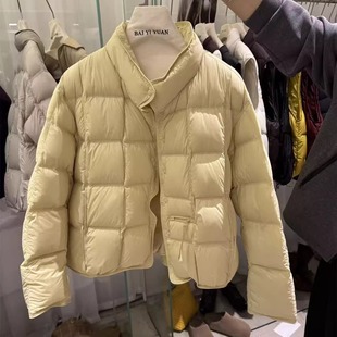 时尚 新款 立领显瘦白鸭绒保暖外套 羽绒服女2025冬季 小个子轻薄短款