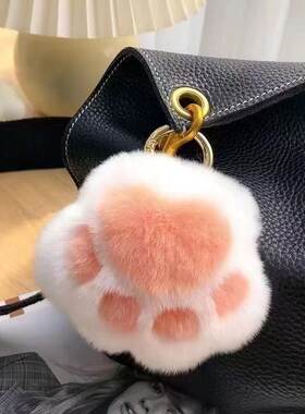 韩粉白色猫爪可爱包挂件钥匙扣
