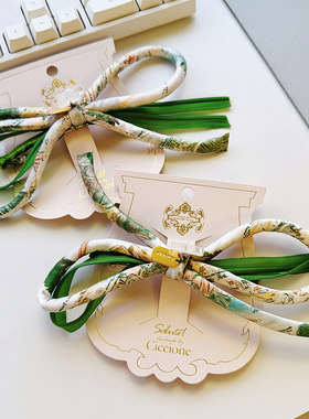 JIALI韩国CICCIONE代购真丝花朵蝴蝶结发夹弹簧夹新中式绿色发饰