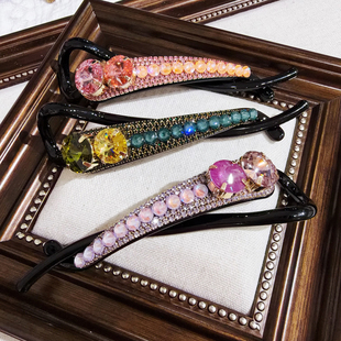 JIALI韩国LOVELY进口发夹施华水晶扭扭夹钻饰香蕉夹横夹发饰盘发