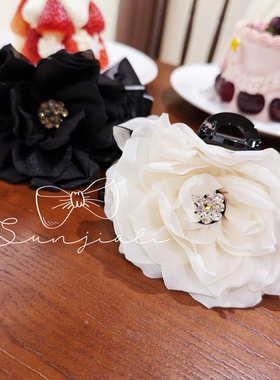 JIALI韩国进口Dea Kwang黑白蝴蝶结花朵钻饰发抓鲨鱼夹抓夹发饰