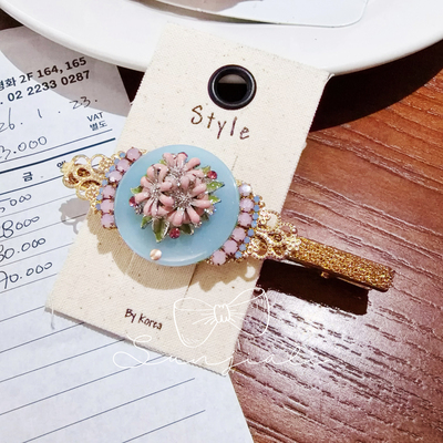 韩国东大门鸭嘴夹合金水晶蝴蝶结