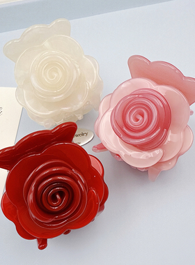 韩国Barrette la France正品树美抓得紧双面玫瑰花蔷薇花树脂抓夹