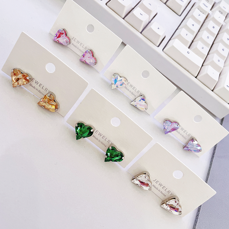 新韩国JEWELRY代购正品施华S家水晶小尖爱心耳环S925银针耳钉耳饰