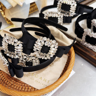 佳丽韩国进口商场阿豆家专柜同款头箍优雅镶钻侧边蝴蝶结黑色发箍