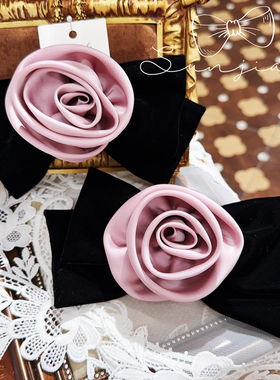 JIALI韩国东大门Jlab代购Baket新款丝绒蝴蝶结山茶花弹簧夹马尾夹