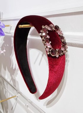 JIALI韩国C·M代购高颅顶高级感红色丝绒轻奢发箍2025年新年头箍