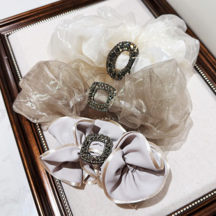 JIALI韩国小哥家代购 B·GANA大肠水晶纱发圈满钻水晶扣马尾头绳