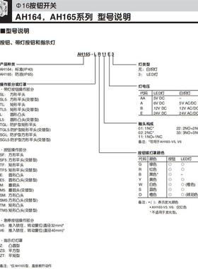 按钮开关AH164-TGLE3TGLG11E3TGLR11E3AH164-TGL5E3