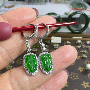 925银镶翡翠耳环