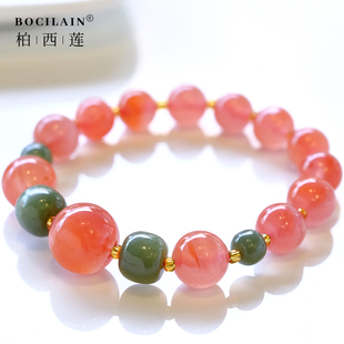 天然凉山南红玛瑙一生一世手链柿子红爱礼小众女手串女友生日礼物