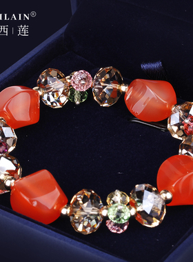 糖果色玛瑙奥地利水晶手链闪亮