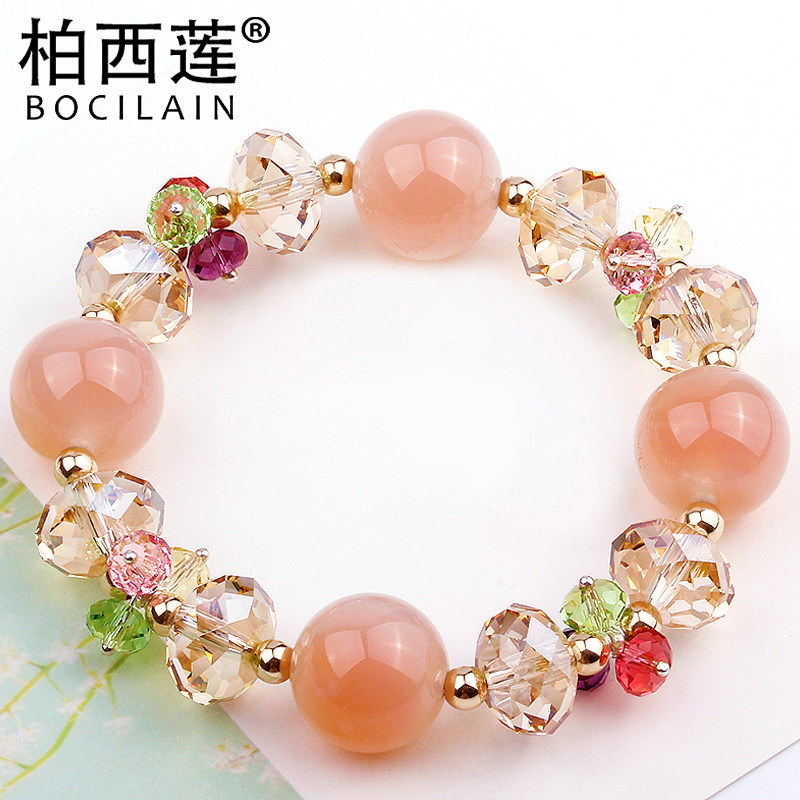 送礼闪亮奥地利水晶手链巴西玛瑙手链女简约时尚甜美百搭气质手串