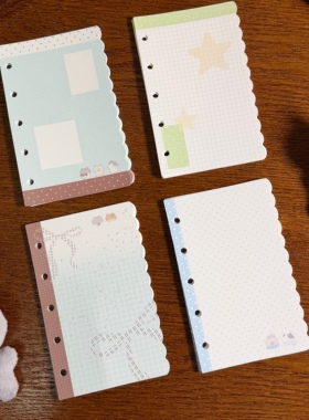 TUUO原创猫咪M5花边异形内页可爱活页替芯打孔韩系手帐素材