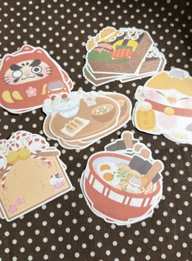 TUUO原创古早风猫咪异形便签套装复古日系可书写混装手帐素材