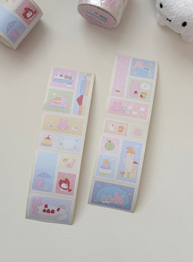 TUUO原创猫咪彩铅风方块可书写手帐素材贴纸卷拼贴打底装饰