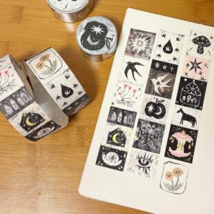 TUUO原创飞鸟诗和纸闪砂胶带无切割手帐素材拼贴盐系日记贴纸卷