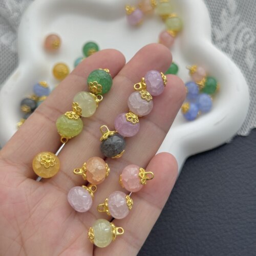 10mm新中式花托仿玉石圆珠扣