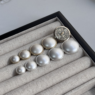 金属双拼树脂扁圆珍珠马贝细闪女休闲高级衬衫 袖 口男袖 扣钮扣 西装