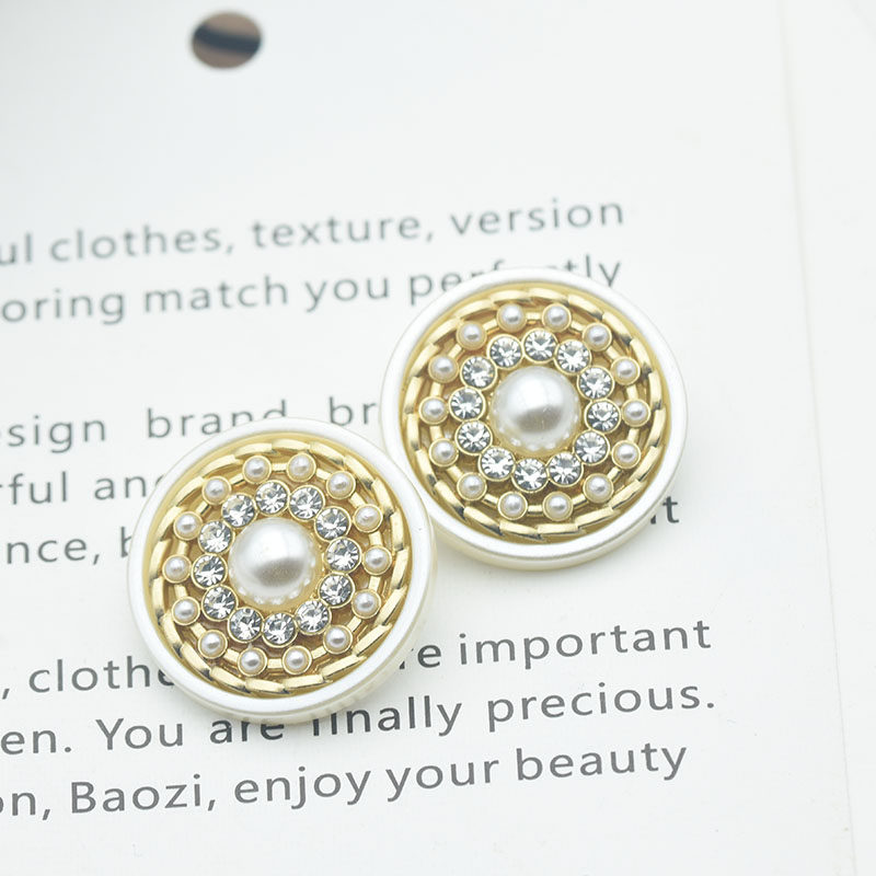 DSG高端小香风双拼水钻金属扣子