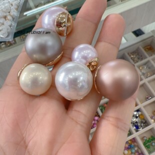 高亮正圆整颗珍珠金属底座暗眼圆形纽扣女士衬衫外套开衫毛衣配件