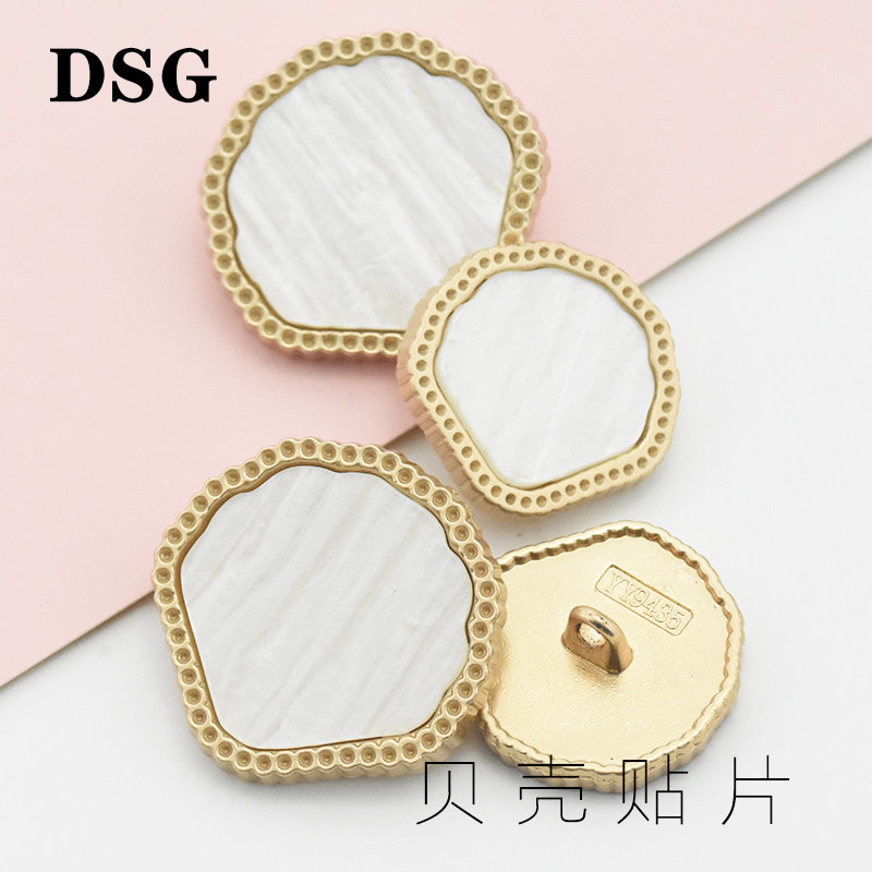 百搭不规则贝壳扇形珍珠白金属