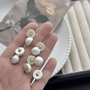 纽扣仿珍珠 衬衫 邹巴巴珍珠扣眼蘑菇钮扣 婚纱羊眼半圆珍珠吊坠