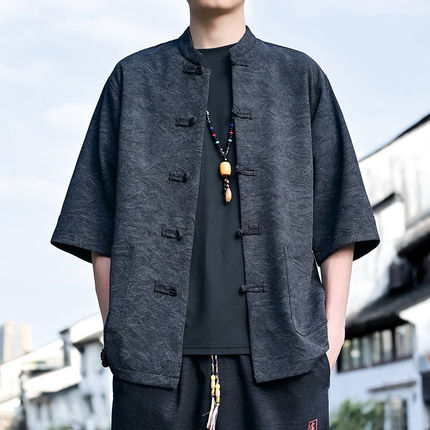 男款养生会所工作服上衣沐足桑拿技师按摩制服洗浴足浴足疗服装夏
