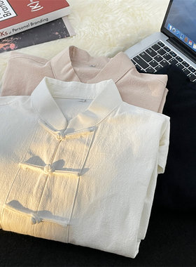 中国风汉服居士开衫道袍和服夹克外套工作服定制印logo印字图刺绣