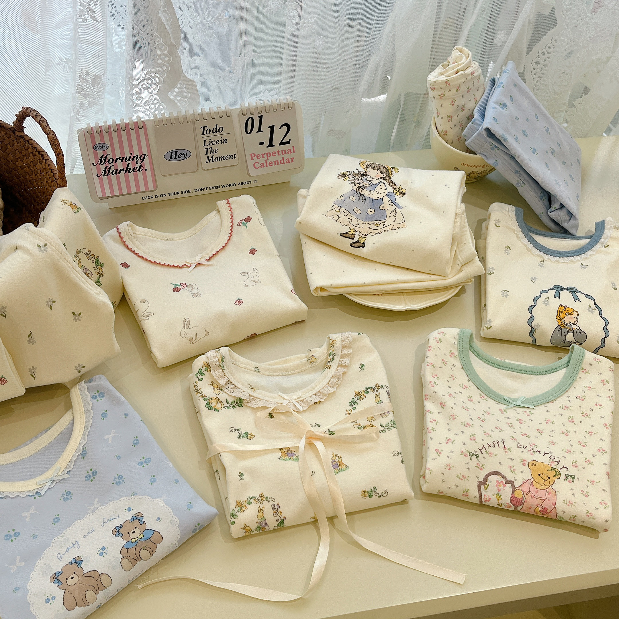 Kiki家韩版品牌儿童保暖秋衣裤套装 25冬断码羊毛拉架卡通家居服