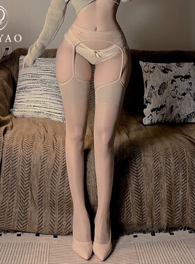 红色蕾丝吊带丝袜假两件拼接jk纯欲风黑丝性感薄款长筒袜潮灰