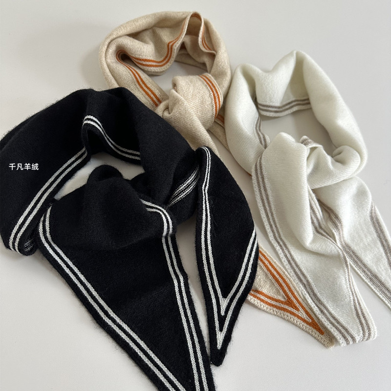 100%山羊绒针织三角巾护颈围脖女