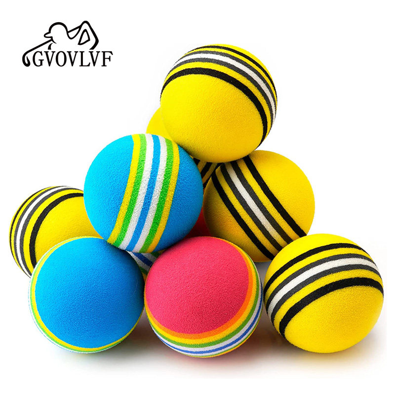 高尔夫球 EVA彩虹海绵装饰球 直径42mm室内练习球宠物玩具100颗