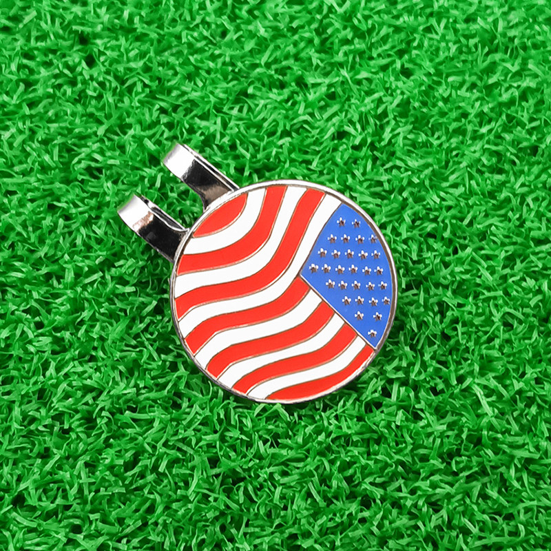 高尔夫帽夹美国旗马克磁性夹子直径约25mm高尔夫果岭球位标用品