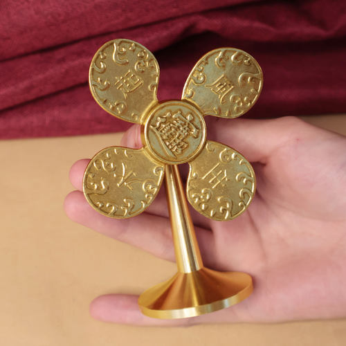 黄铜风生水起风车转转桌面摆件家居装饰财源广进小风扇工艺品