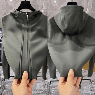 轻奢潮牌修身拼接外套男士2025秋季新款时尚纯色百搭休闲连帽夹克