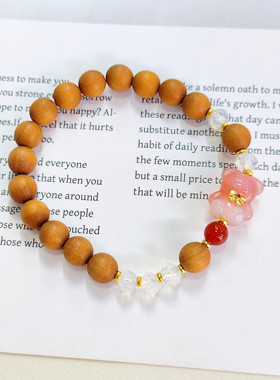 芭比檀小熊手串盐源玛瑙琉璃切面8mm手链女