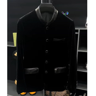 秋冬季2024新款男士轻奢金丝绒新中式立领商务休闲夹克外套