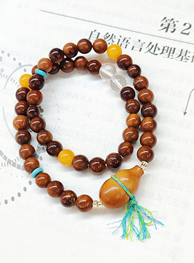 库克橄榄核葫芦手链新中式新款纯天然手工8mm双圈轻奢盘玩手串