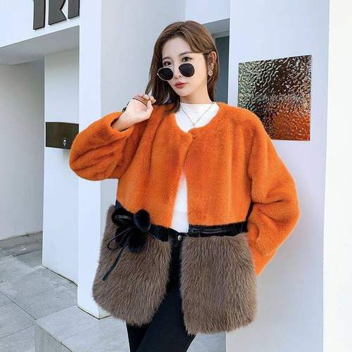 2024冬新款欧貂皮毛一体